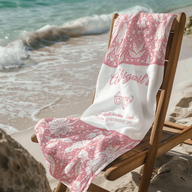 Pink Floral Bachelorette William Morris Pattern Beach Towel (Creator Uploaded)