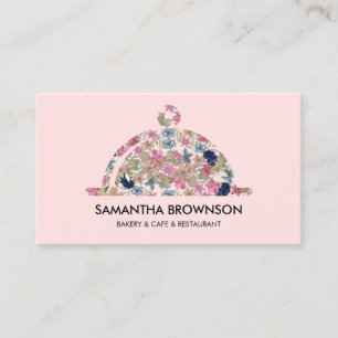 Pink Floral BAKERY & CAFE OWNER & RESTAURANT Business Card