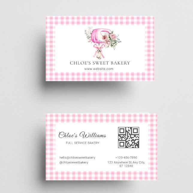 Pink Floral Baking Mixer  Business Card (Creator Uploaded)