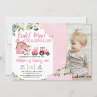 Pink Floral Barn Tractor Farm 1st Birthday