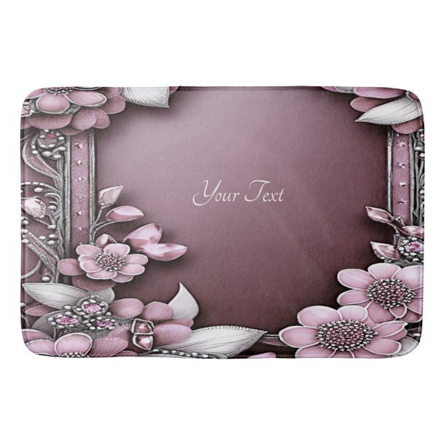 Pink Floral Bath Mat (Front)