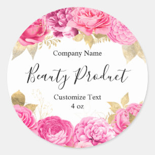 Pink Floral Beauty Cosmetic Spa Product Label