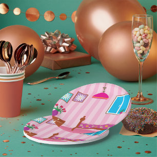 Pink Floral Bedroom Kids Room Paper Plate