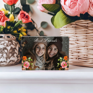 Pink Floral Best Friends  Photo Block