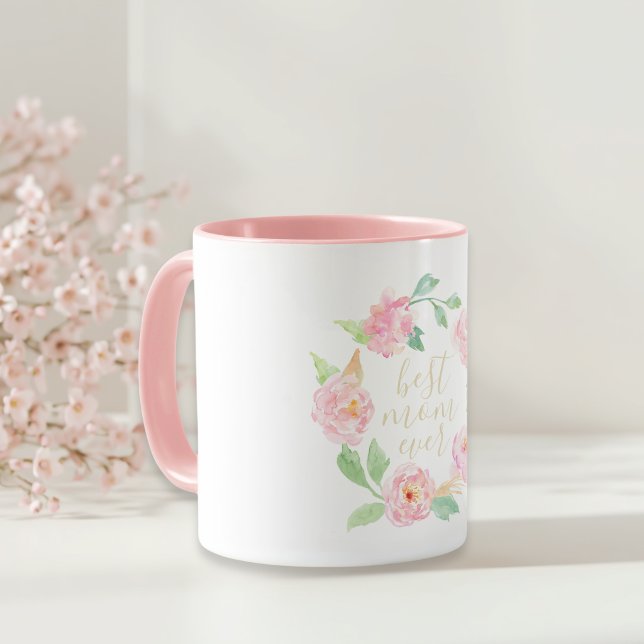 Pink Floral Best Mum Ever Mother's Day Gift Mug (Creator Uploaded)