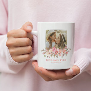 Pink Floral Best Mum Ever Photo Coffee Mug