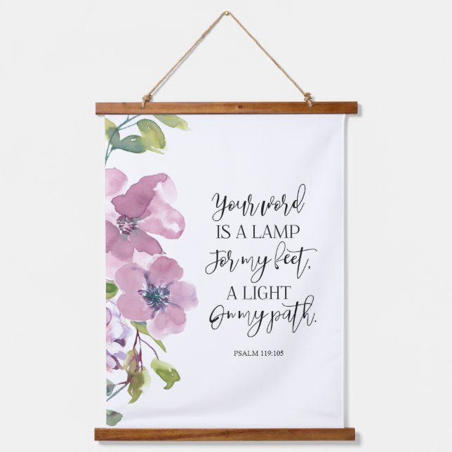 Pink Floral Bible verse Wall Hanging Tapestry (Front)
