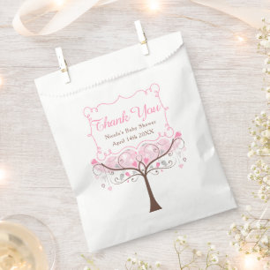 Pink Floral Bird Baby Shower Thank You Favour Bags