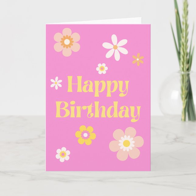 Pink Floral Birthday card (Front)