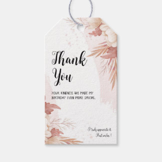 Pink Floral Birthday Gift Tag