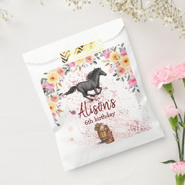 Pink Floral Birthday Horse Birthday Party Favour Bags (Sealed)