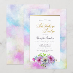 Pink Floral Birthday Party  Invitation