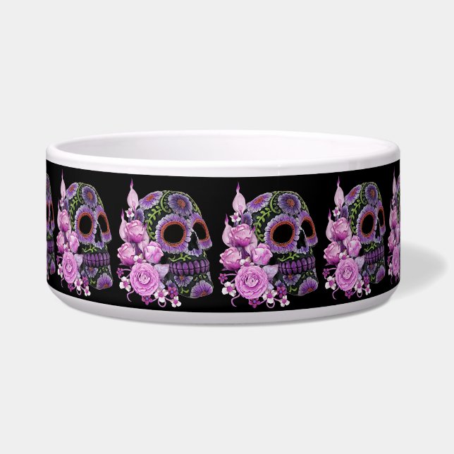 Pink Floral Black Sugar Skull Day Of The Dead (Front)