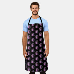 Pink Floral Black Sugar Skull Day Of The Dead Apron