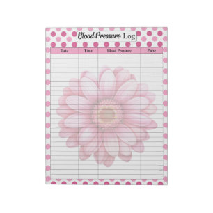 Pink Floral Blood Pressure Log Notepad