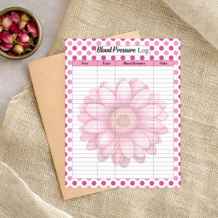 Pink Floral Blood Pressure Log Notepad