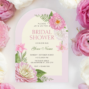 Pink floral bloom bridal shower invitation