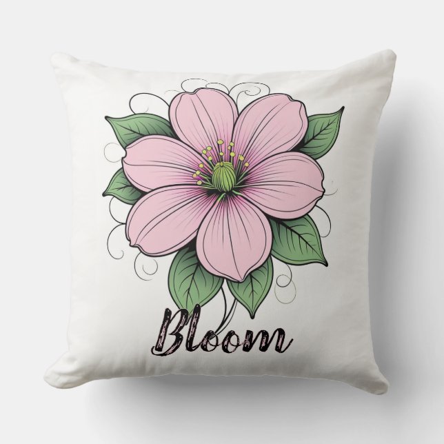 Pink Floral Bloom Cushion (Front)