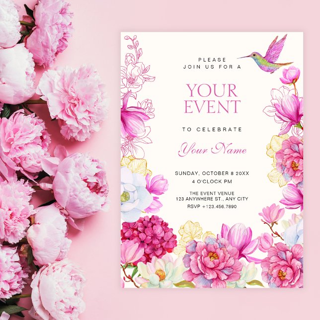 Pink floral bloom  invitation (Creator Uploaded)