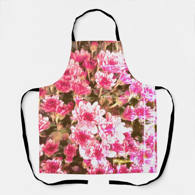 Pink Floral Bloom Pattern Design Apron (Front)