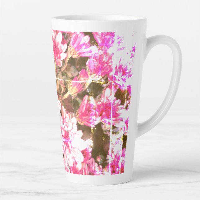 Pink Floral Bloom Pattern – Soft Botanical Design Latte Mug (Right)