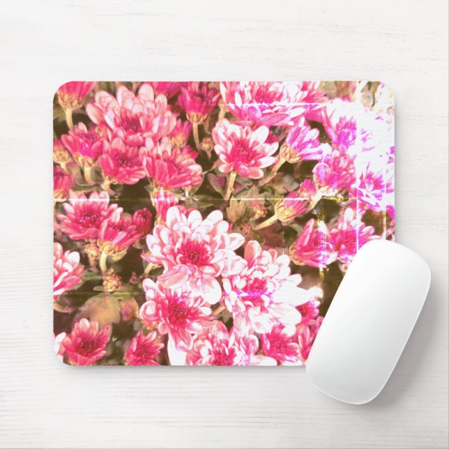 Pink Floral Bloom Pattern – Soft Botanical Design Mouse Mat (With Mouse)