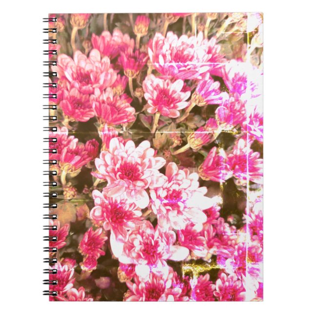 Pink Floral Bloom Pattern – Soft Botanical Design Notebook (Front)