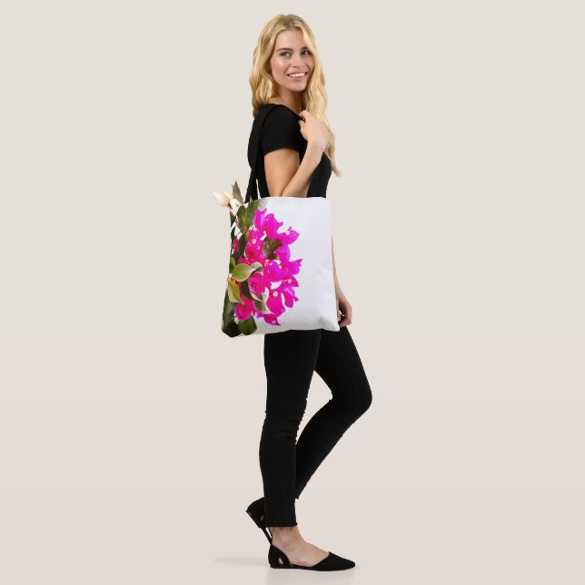 Pink Floral Bloom Tote Bag (On Model)