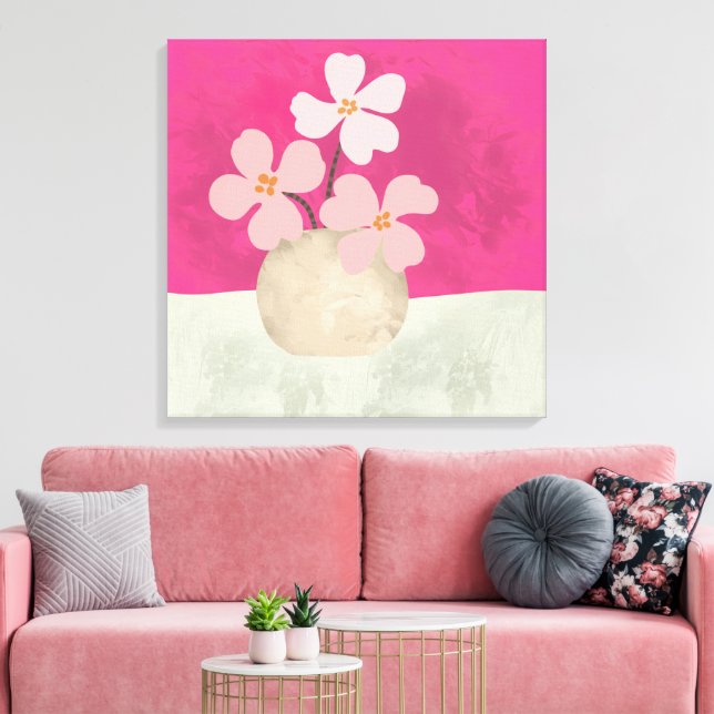 Pink Floral Blooms  Canvas Print (Insitu(LivingRoom))