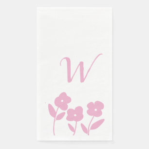 Pink Floral Blooms  cutom monogram Napkin
