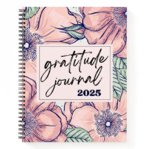 Pink Floral Blooms Gratitude Journal 2025 