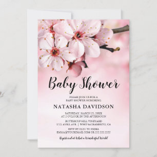 Pink Floral Blossom Baby Shower Invitation