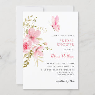 Pink Floral blossom bridal shower Invitation