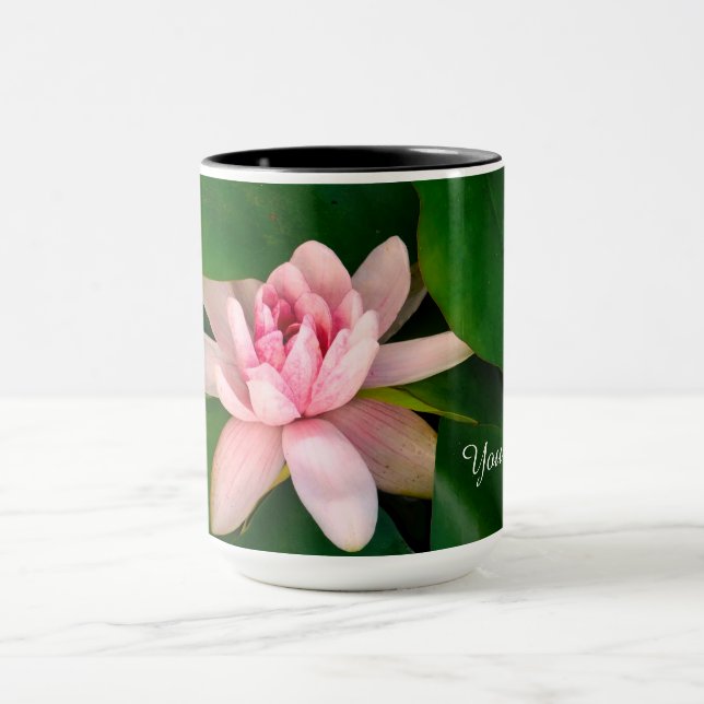 Pink floral blossom photography Custom Name Mug (Center)
