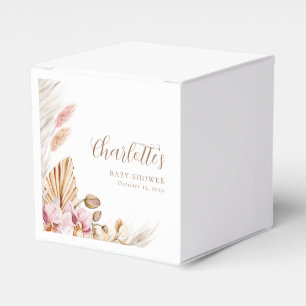 Pink Floral Bohemian Pampas Grass   Baby Shower  Favour Box