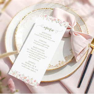 Pink Floral Bohemian Summer Bridal Shower Menu