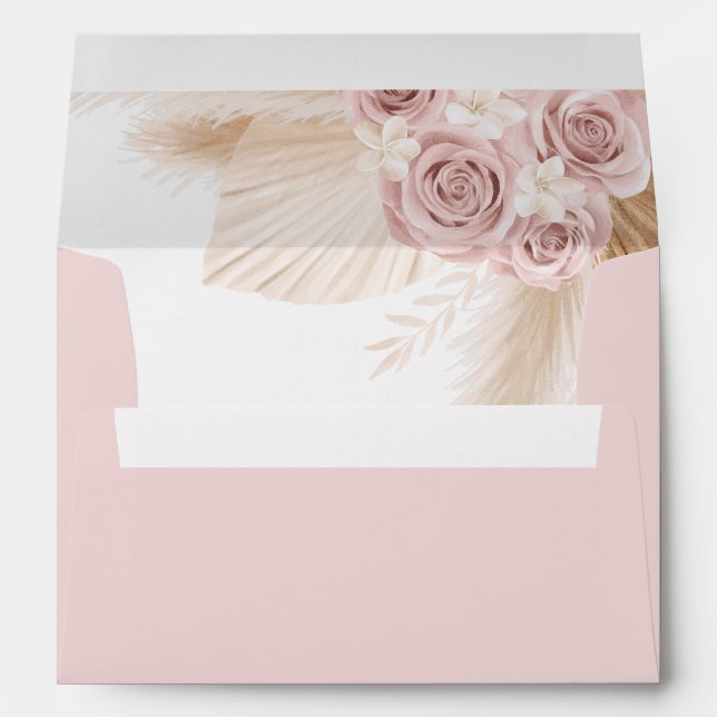 Pink Floral Boho Pampas Grass Envelope (Back (Bottom))