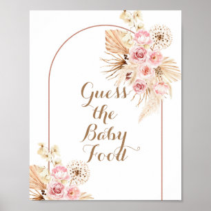Pink Floral Boho Pampas Guess the Baby Food Sign
