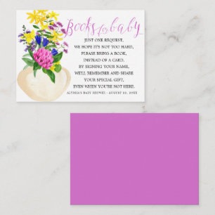 Pink Floral Book Request Baby Shower Enclosu Enclosure Card