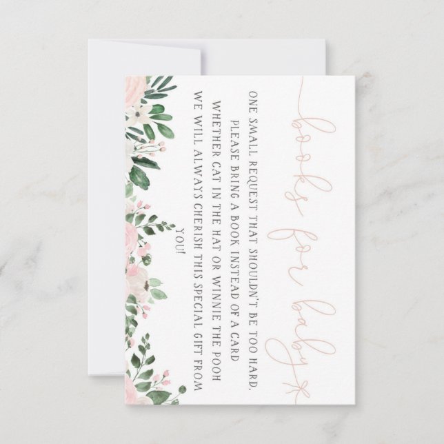 Pink Floral Books for Baby Card Baby Shower (Front)