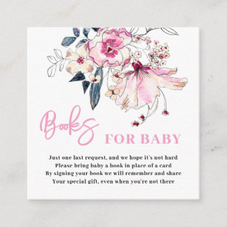 Pink Floral Books for Baby Shower Card