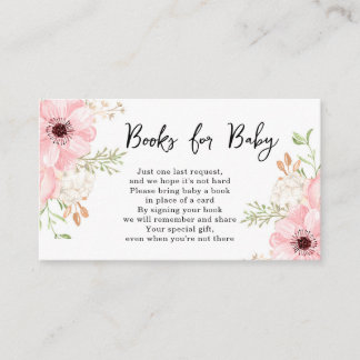 Pink Floral Books for Baby Shower Enclosure Card