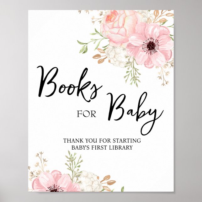 Pink Floral Books for Baby Sign (Front)