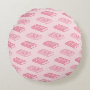 Pink Floral Books Round Cushion