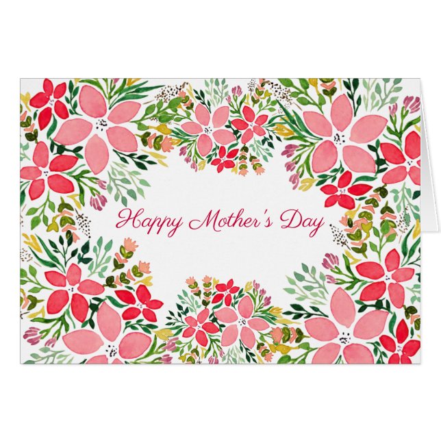 Pink Floral Border Card (Front Horizontal)