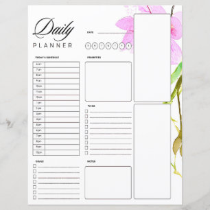 Pink floral border daily planner