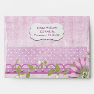 pink floral border envelope