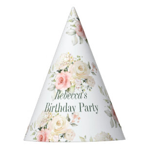 Pink Floral Botanical 75th Birthday Party Hat