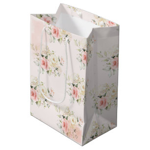 Pink Floral Botanical 75th Birthday Party Medium Gift Bag