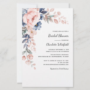 Pink Floral Botanical Bridal Shower Invitation